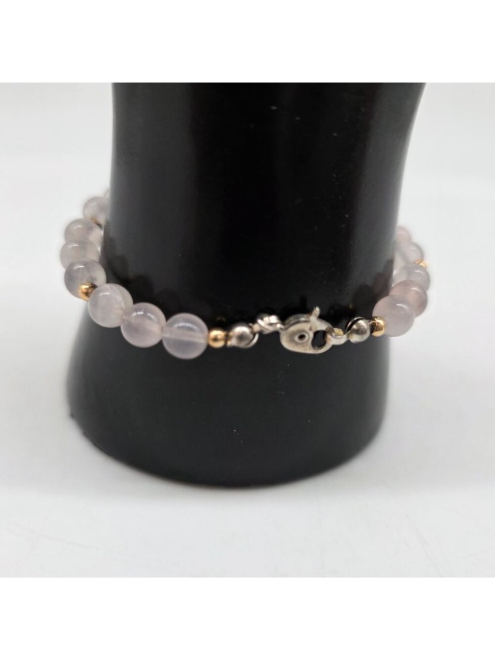Rose Quartz Bracelet Gold Tone Beads With Lobster Clasp Closure - Picture 6 of 8